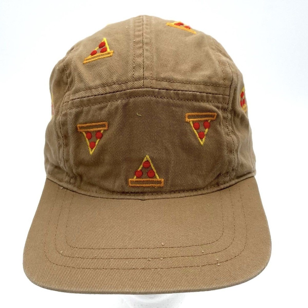 Hanna Andersson Pizza Print Camp Hat Kids Adjustable Tan Cotton Baseball Cap